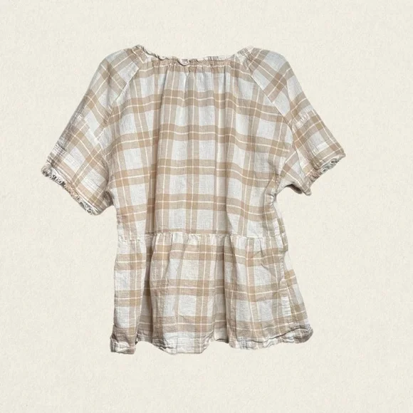 Anthropologie Pilcro The Bette Babydoll Short Sleeve Linen/Cotton Blend Blouse - Picture 5 of 11